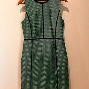 J. Crew Green Print Sheath Dress, Size 10